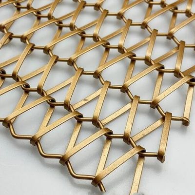 Cortina metálica decorativa de barra de acero inoxidable dorado con tejido holandés