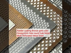 Revestimiento en polvo de color oro bronce Hoyo redondo de panal de miel Hoyo redondo de malla metálica Hoja metálica perforada