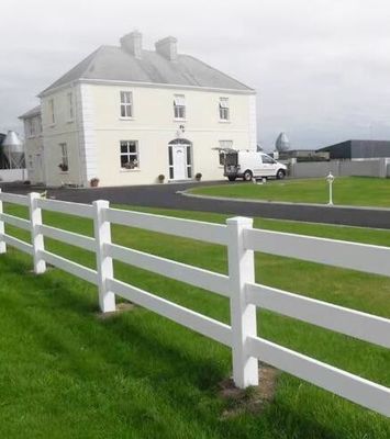 Valla para caballos de vinilo PVC de 3 rieles 1,5 m Blanca para granja