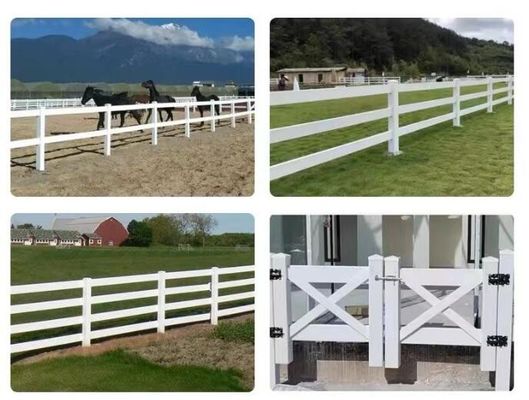 Instalación fácil 3 rieles diseño PVC plástico revestido de vinilo Rancho Paddock Cercas de caballos
