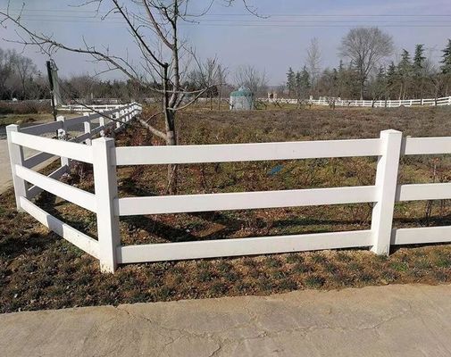 Valla de granja para caballos anti-escalada de PVC blanco, 4 rieles, no se pudre