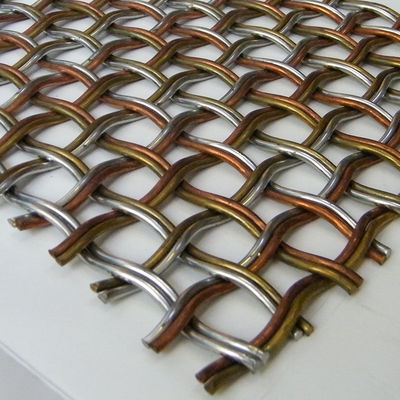 Malla de alambre tejido crimpado de acero inoxidable para fachadas arquitectónicas