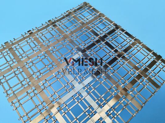 Custom Powder Coated Anodized Architectural Mesh Crimped Woven Metal Mesh for Staircase Balustrade