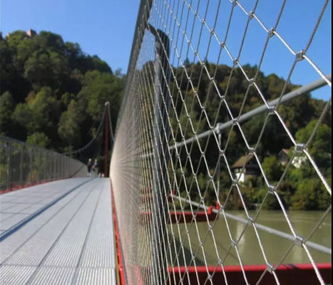 304 316 cuerda inoxidable de acero Mesh Flexible Bridge Protection Handrail