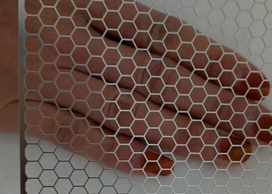 Diseño personalizado de acero inoxidable agujero redondo agujero hexagonal hoja perforada para caja de altavoces