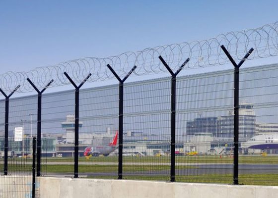 Valla de malla de alambre galvanizado con postes en Y y alambre de púas 4.0mm 4.5mm