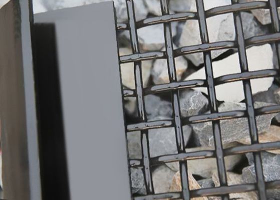 Malla de alambre tejido crimpado de acero al carbono 65Mn para cribas de trituradoras