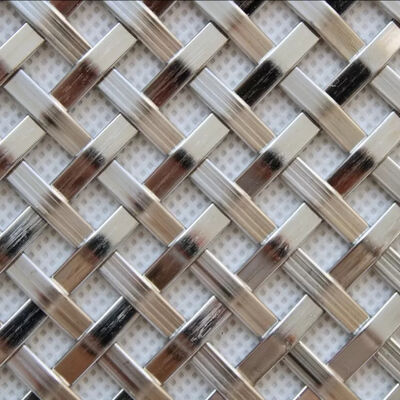 Paneles de malla de alambre tejido crimpado decorativo plano de latón antiguo y acero inoxidable