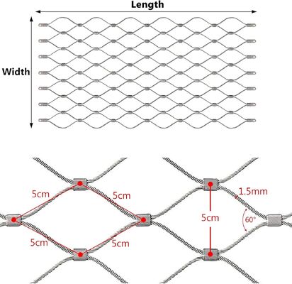 Malla de cable de acero inoxidable flexible para protección de seguridad de aviarios de aves