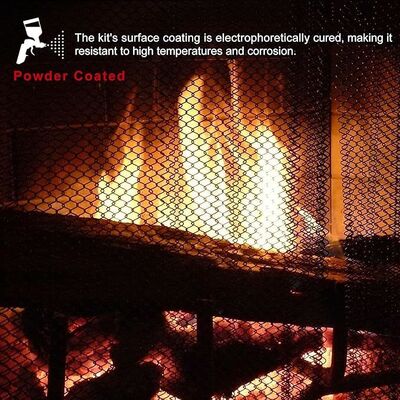 Cortina de malla para chimenea de acero plateado, panel único ajustable y resistente