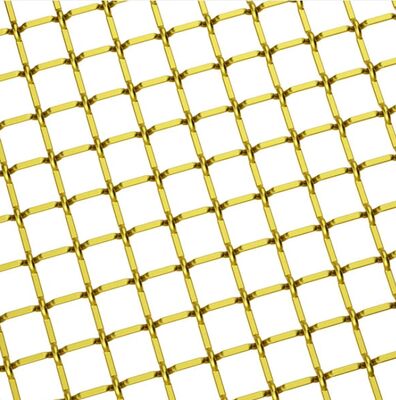 Custom Architectural Metal Mesh Gold Finish Stainless Steel Woven Architectural Panel