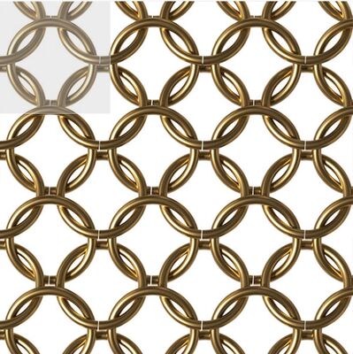 Tela para cortinas con cadena de cortina de malla con anillo decorativo de acero inoxidable dorado y plateado